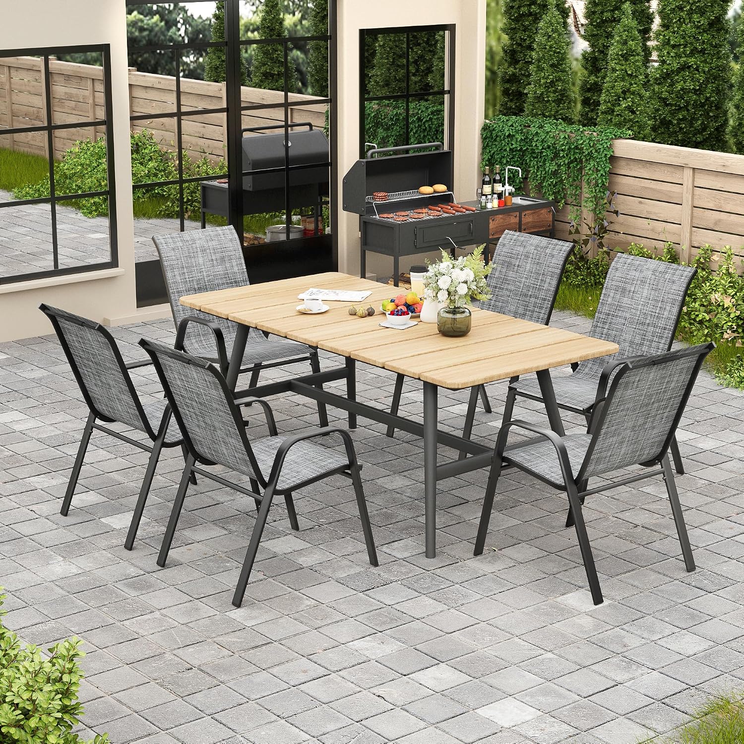 Thumbnail 6 de Vimstora Stacking Chair Set of 4, Textilene Patio Dining Chairs
