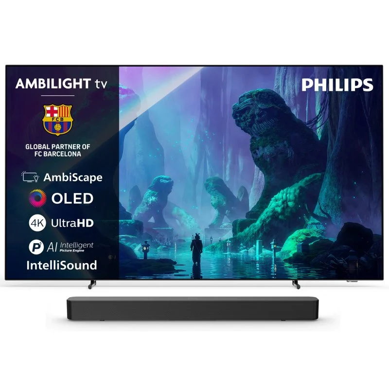 Detalle de Philips OLED801/12 65" 4K con Ambilight y barra TAB4000: ficha de compra y guía de uso