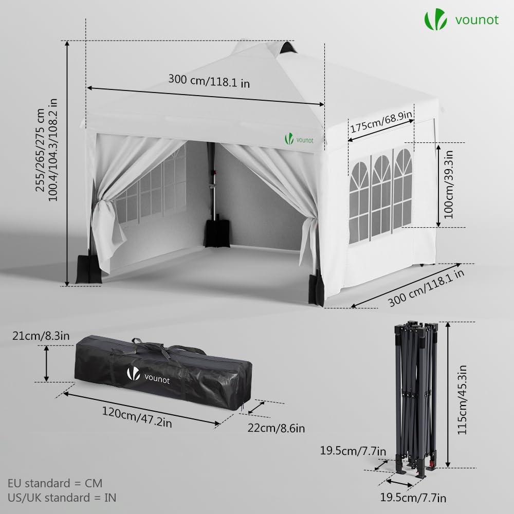 Thumbnail 5 de VOUNOT Tonnelle de Jardin 3x3m Pop Up – Shelter pratique et polyvalent