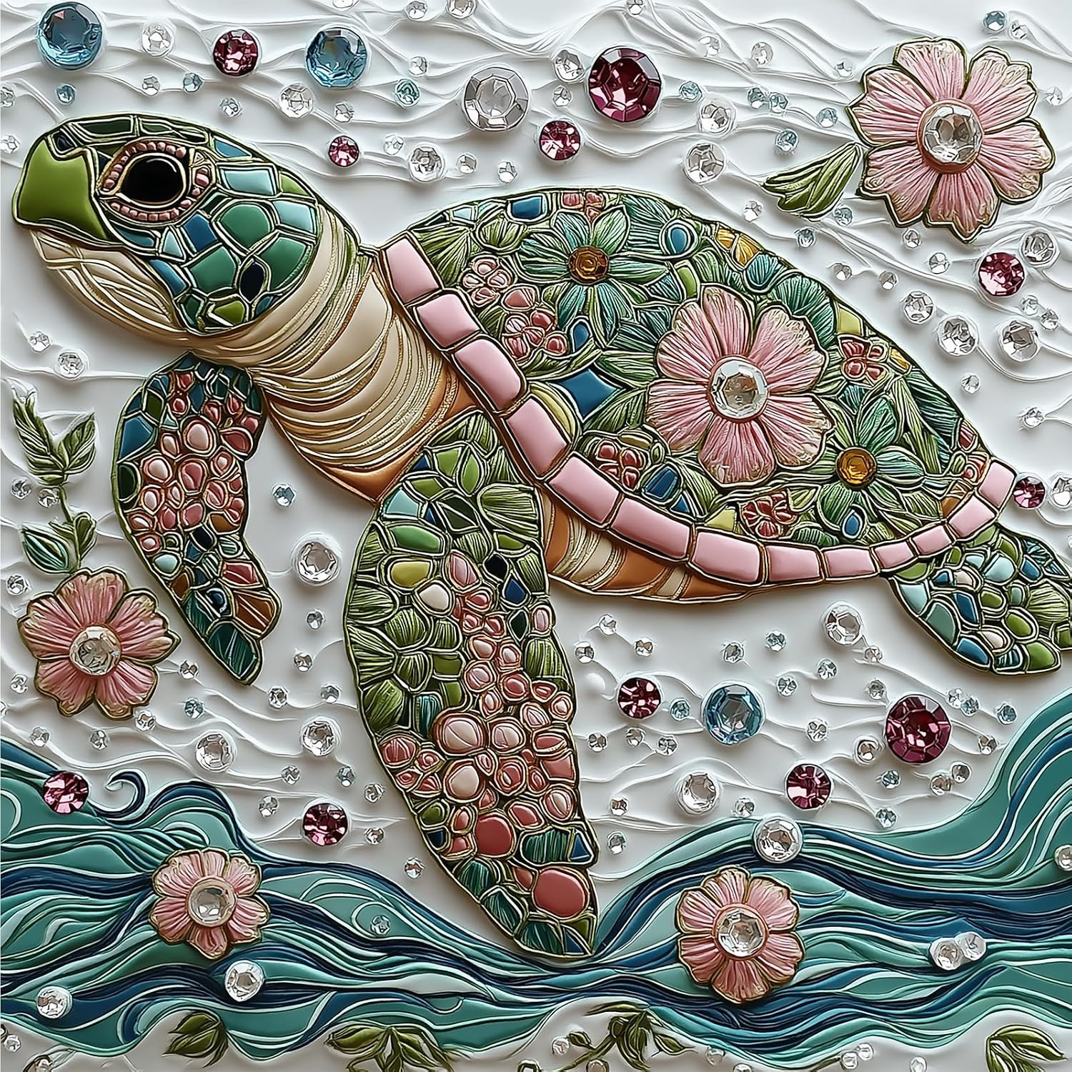 Detalle de Sea Turtle Jigsaw Puzzles for Adults (500 Pieces) Crystal Flower Ocean Puzzle, 20" x 20
