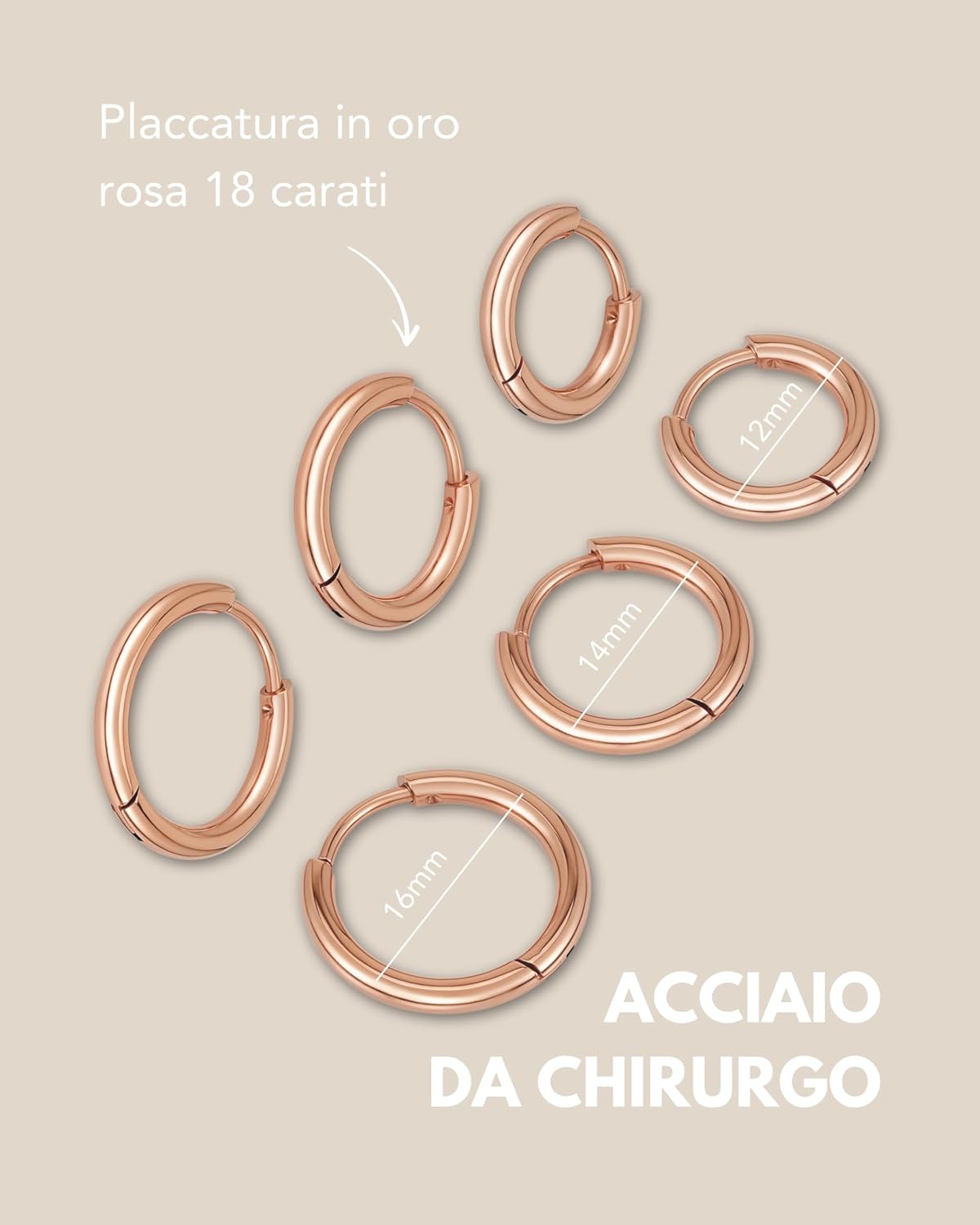 Thumbnail 4 de GD GOOD.designs set orecchini a cerchio in acciaio inossidabile, 3 paia con mini cerchi (12/14/16 mm)