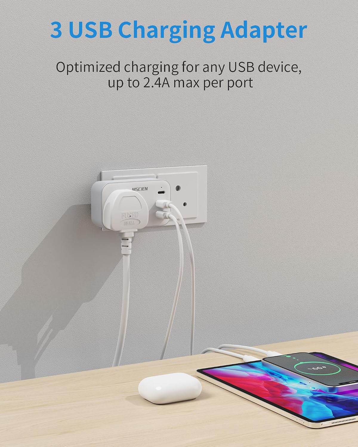 Thumbnail 4 de MSCIEN India Type D UK to India Plug Adapter with USB ⚡