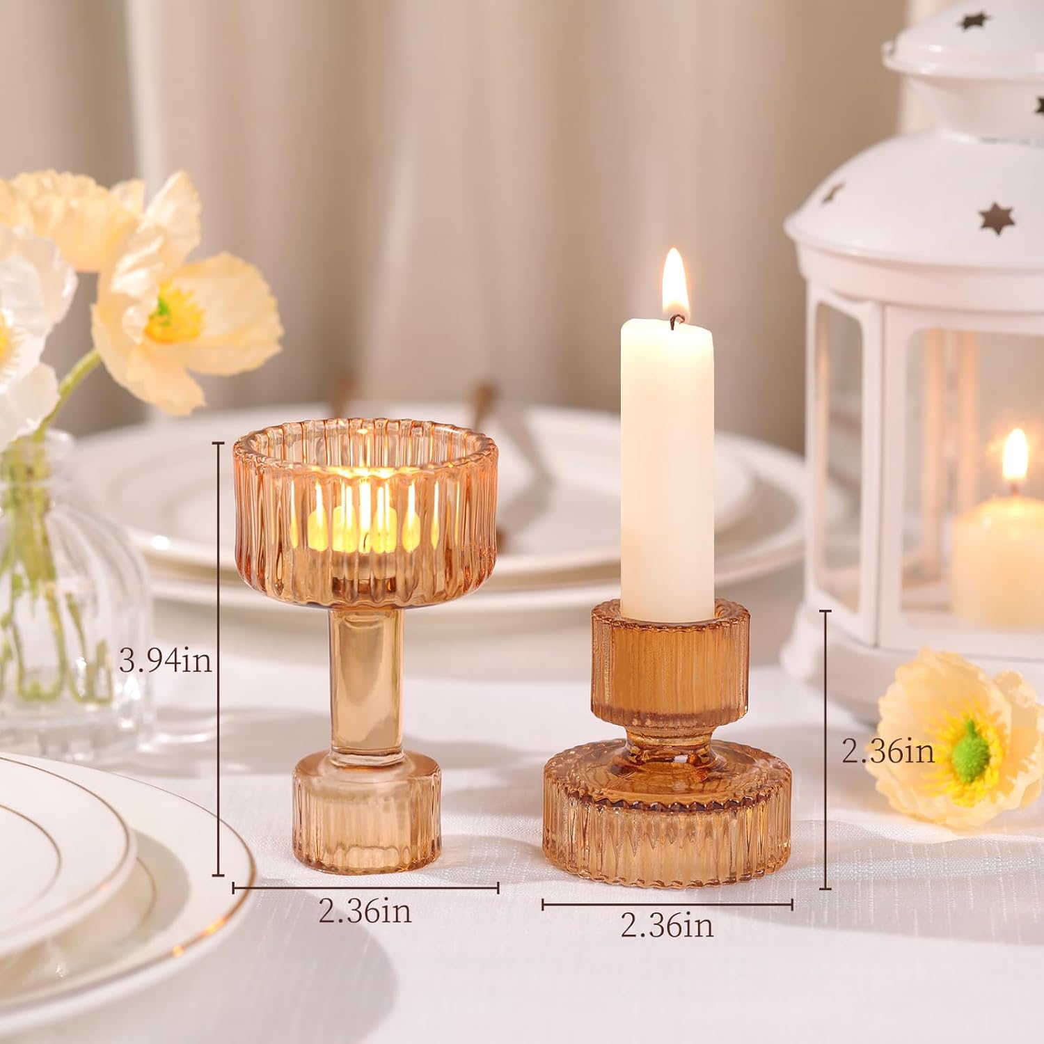 Thumbnail 1 de Candlestick Holders Bulk 6-Piece Green Crystal Set 🕯