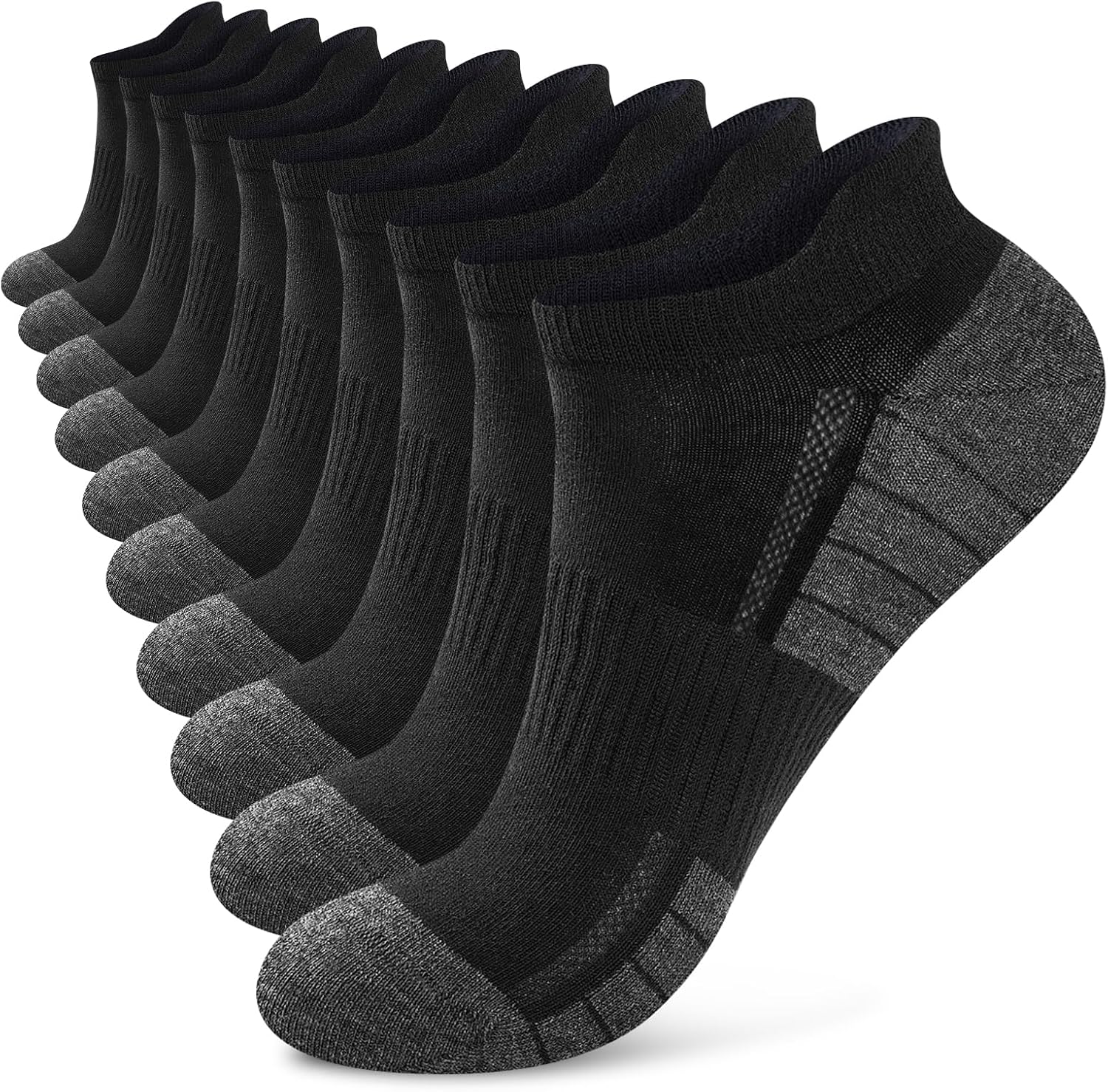 Detalle de Effeet 10/20 Paia Calzini Corti Unisex in Cotone traspiranti Nero, Bianco e Grigio