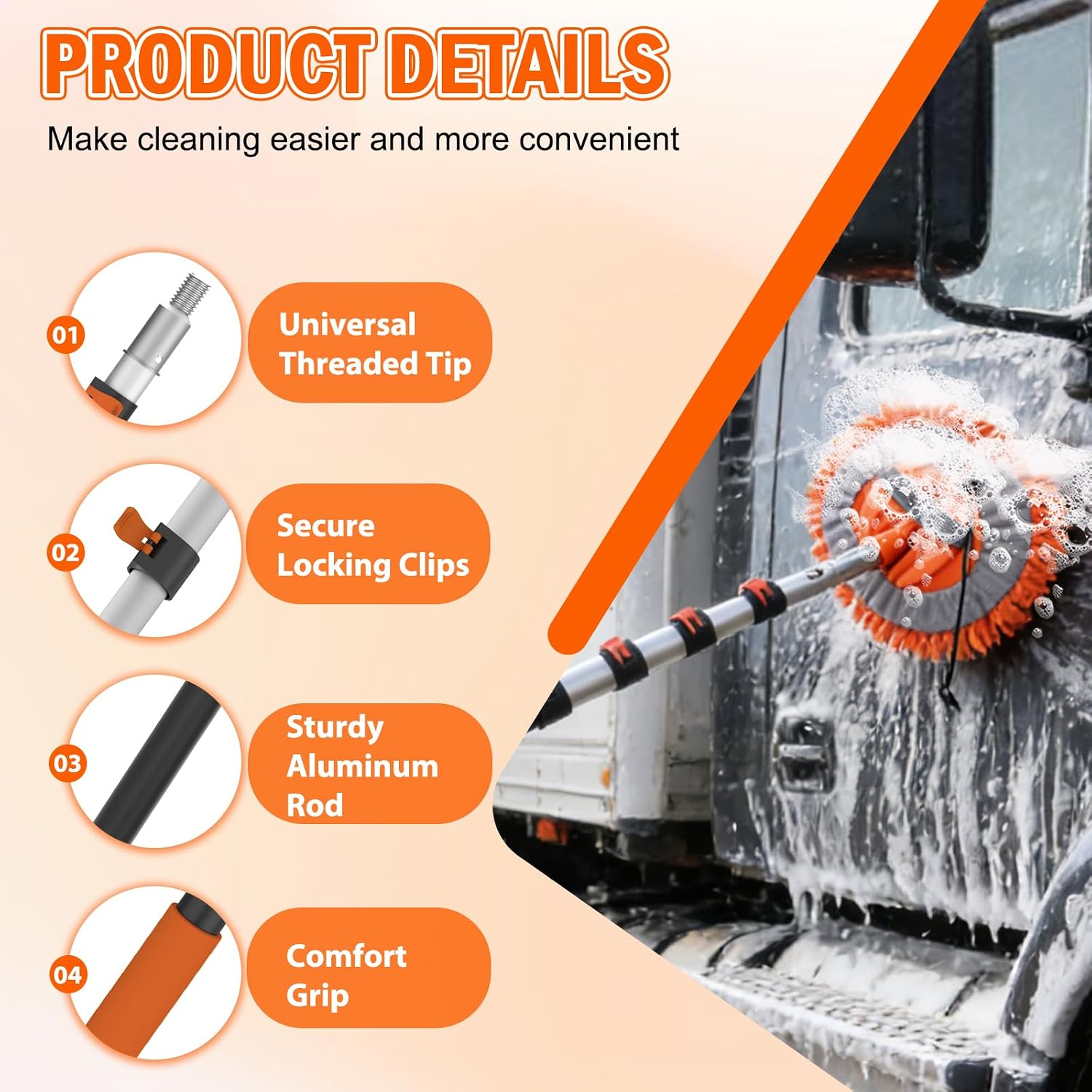 Thumbnail 2 de SISUPASSIE 4.8m Car Wash Brush Long Handle – All-in-One Cleaning Kit