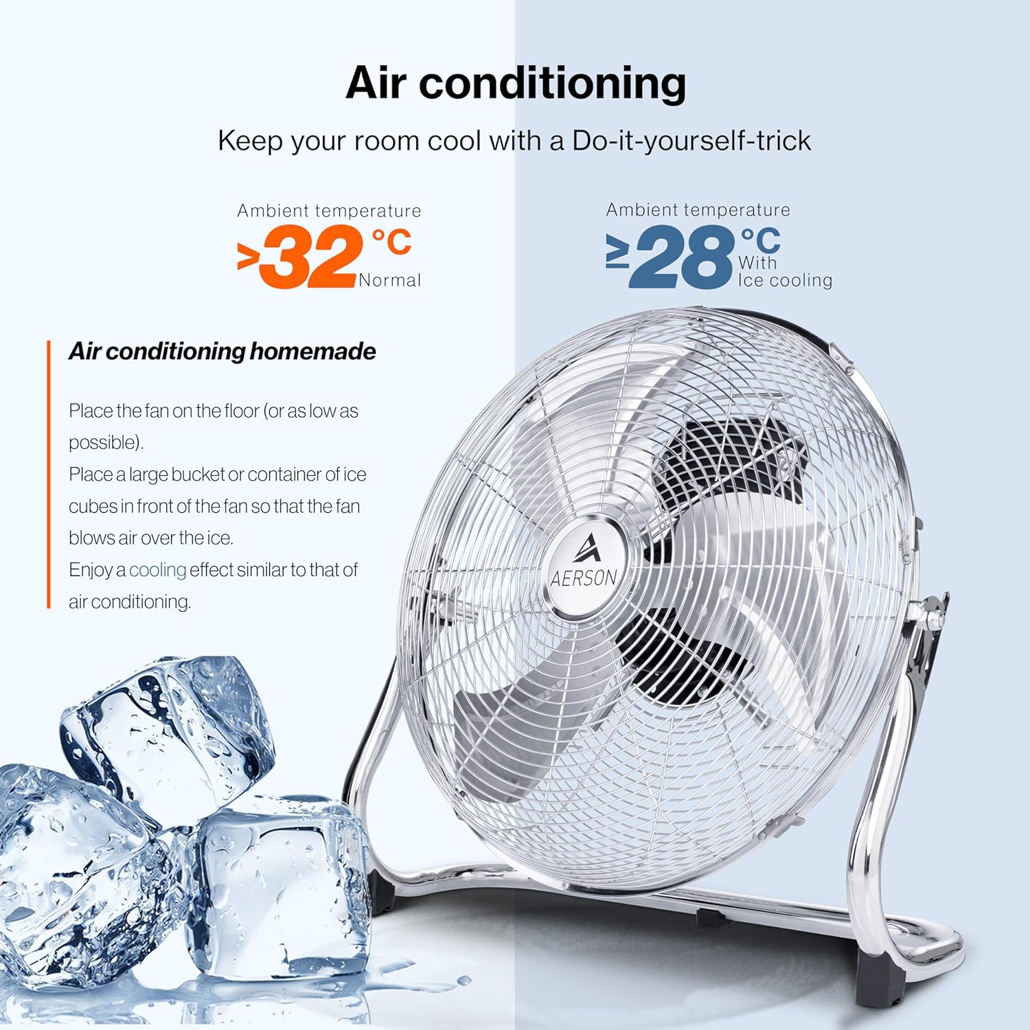 Thumbnail 2 de TRESKO AERSON ventilatore da pavimento 50 cm con 3 livelli di potenza e inclinazione fino a 110°