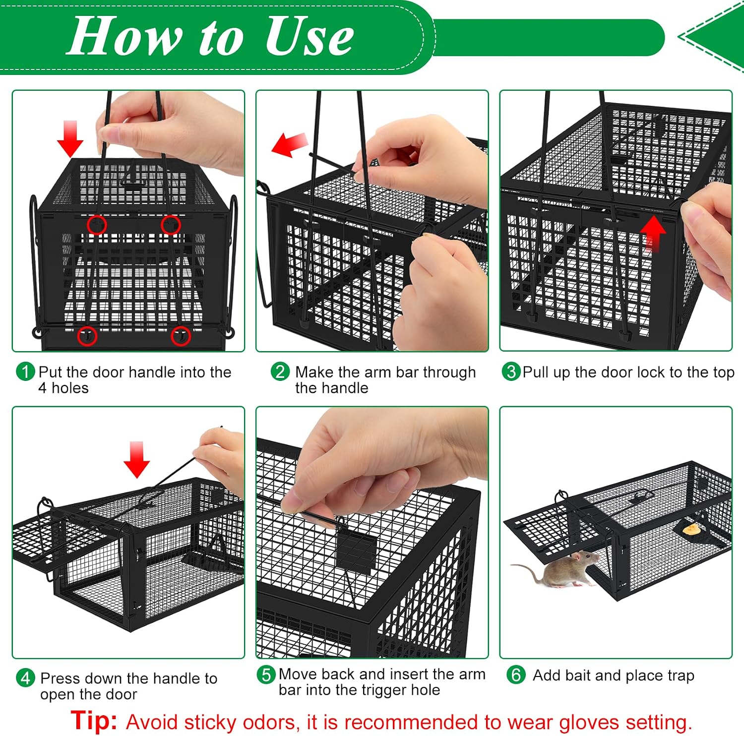Thumbnail 6 de Wanqueen 01 Humane Live Rodent Traps, 2-Pack Galvanized Iron