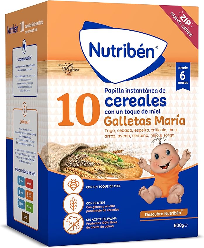 Thumbnail 6 de Nutribén Papilla 8 Cereales con Galletas Maria 🍼 6x600g Sin Azúcar