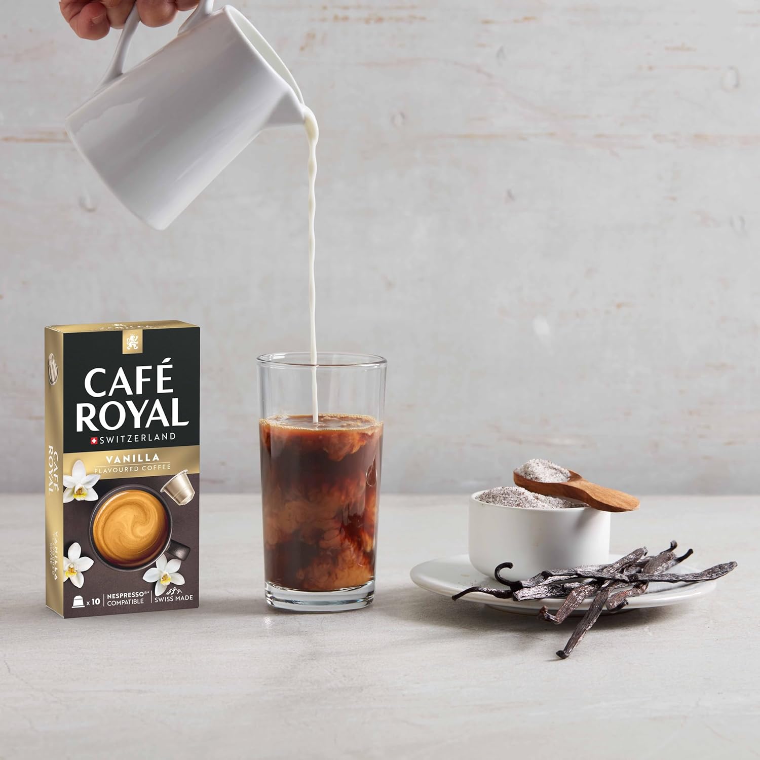 Detalle de Café Royal Vanilla Flavoured Kaffee – Nespresso-kompatible Kapseln, 100 Kapseln, 100% Arabica, Rainforest Alliance