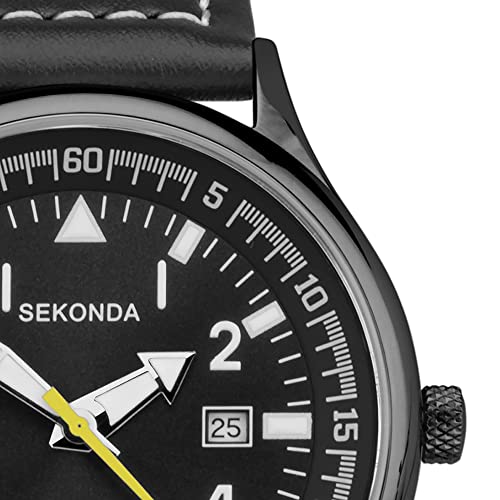 Thumbnail 1 de Sekonda Men's Quartz Watch with Analogue Display and Black Leather Strap 3882.27