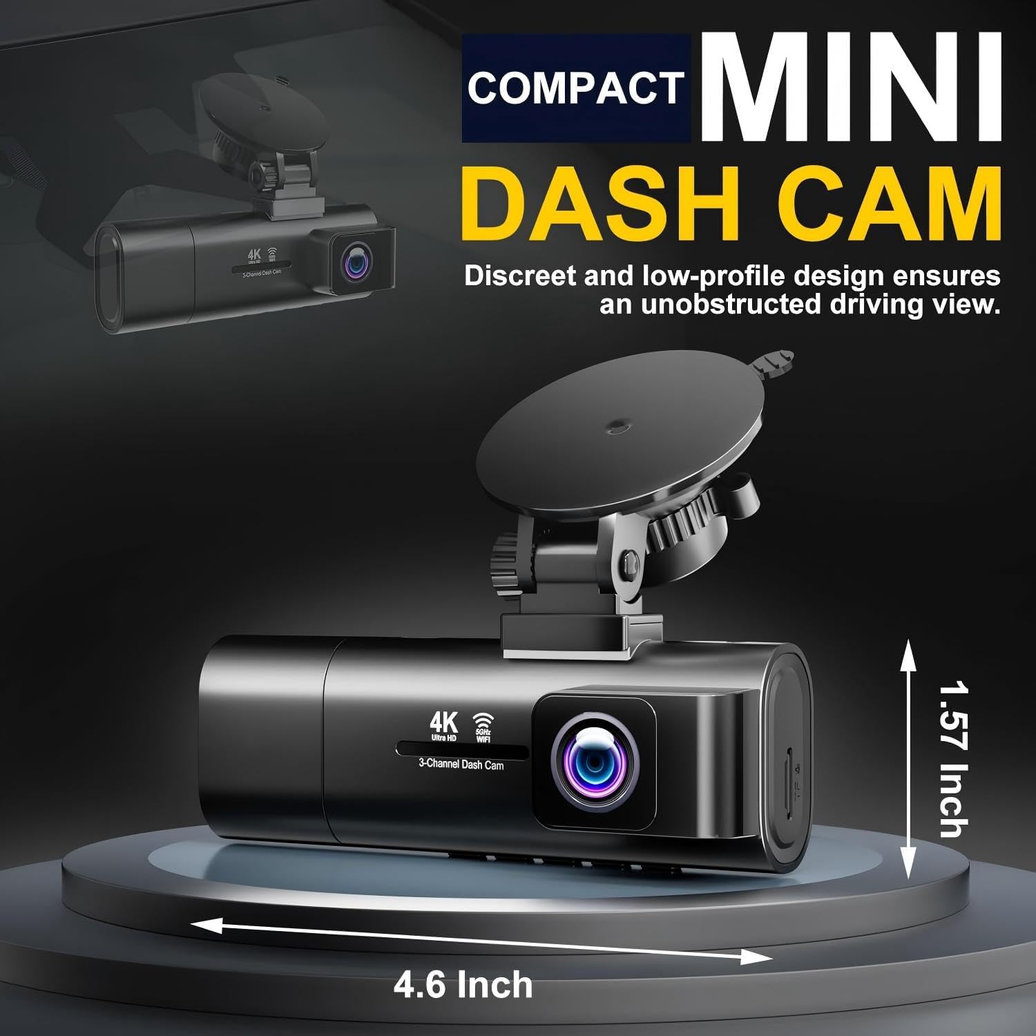 Thumbnail 2 de 3-Channel 4K dash cam 64GB WiFi with G-sensor