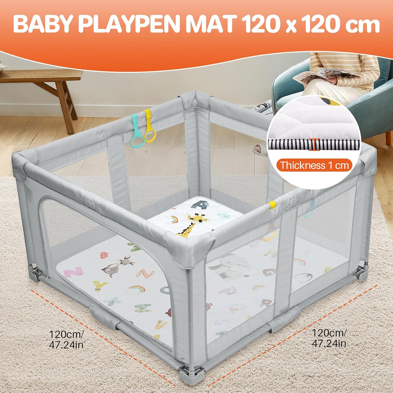 Thumbnail 2 de FUNYKICH Folding Wildlife Playpen Mat 150x150cm