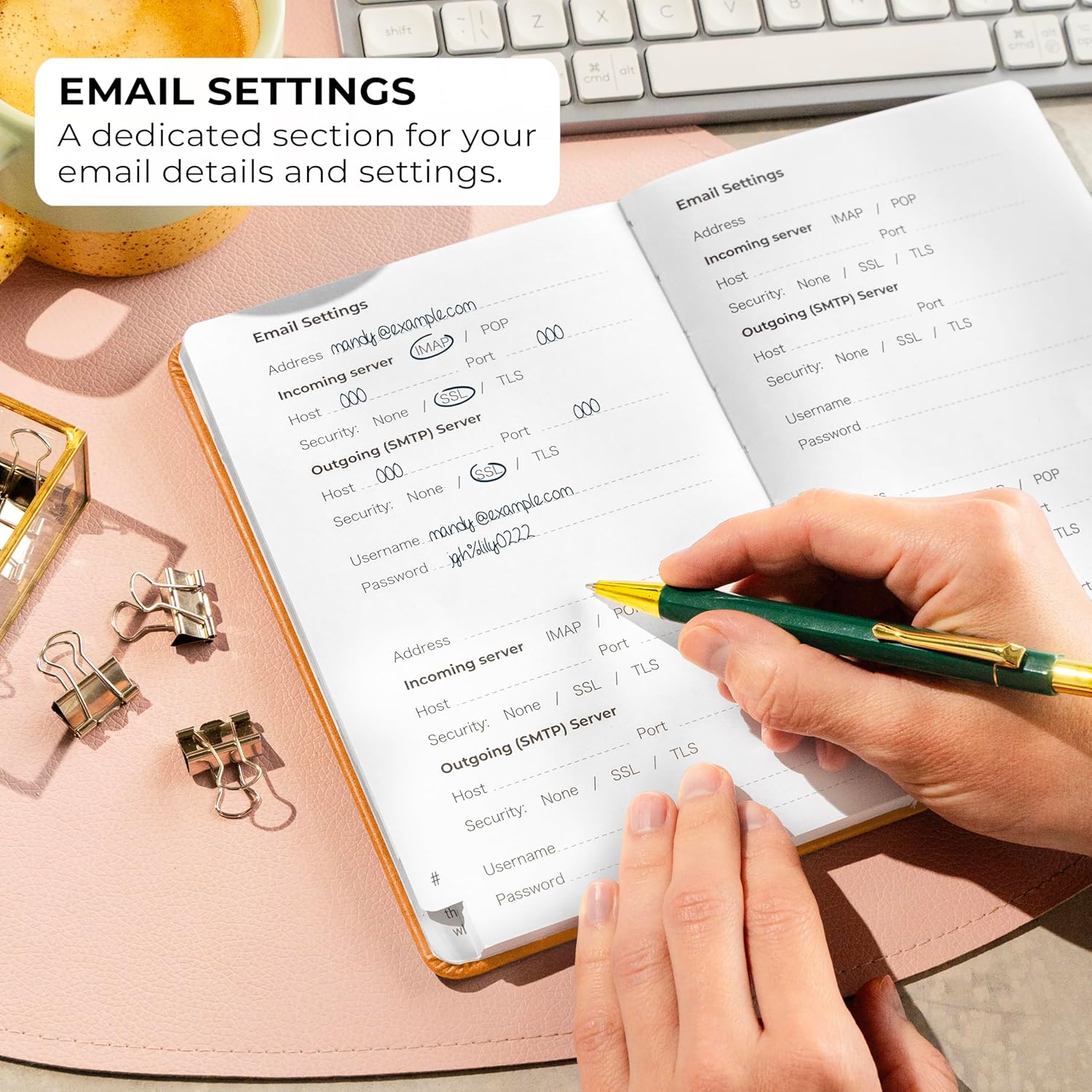 Thumbnail 3 de Clever Fox Password Book with Alphabetical Tabs (Medium) – Yellow password & internet address organiser logbook