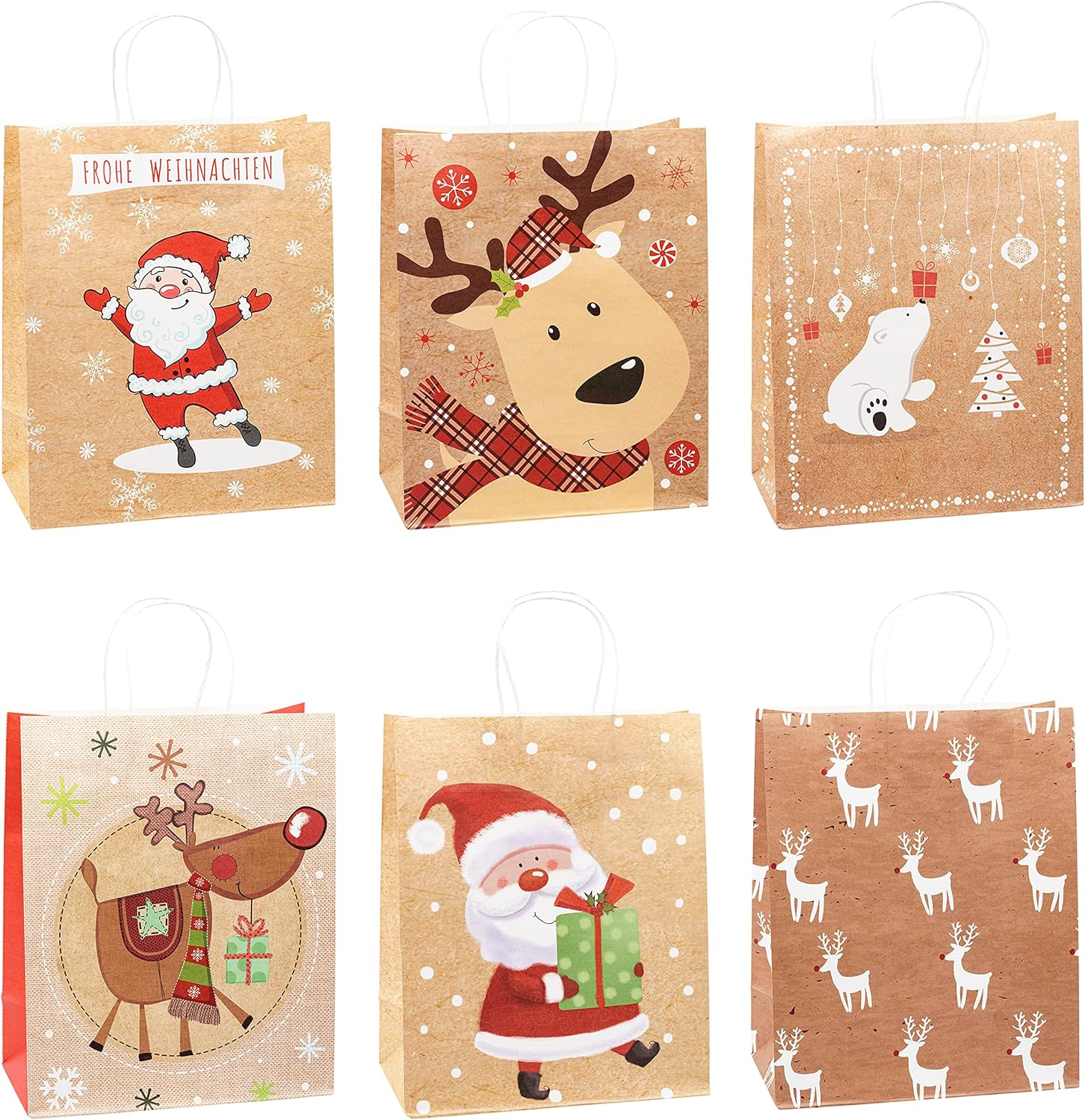 Thumbnail 5 de TSI Geschenktüten aus Kraftpapier WEIHNACHTEN, 12er Packung – mittel (23 x 18 x 10 cm)