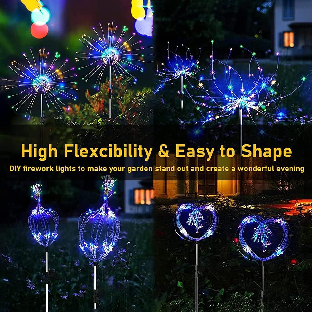 Detalle de Joysing Luci Solari Esterno 4 Pezzi 120LED – Lucine da Fuochi d'artificio con Telecomando Impermeabili IP65