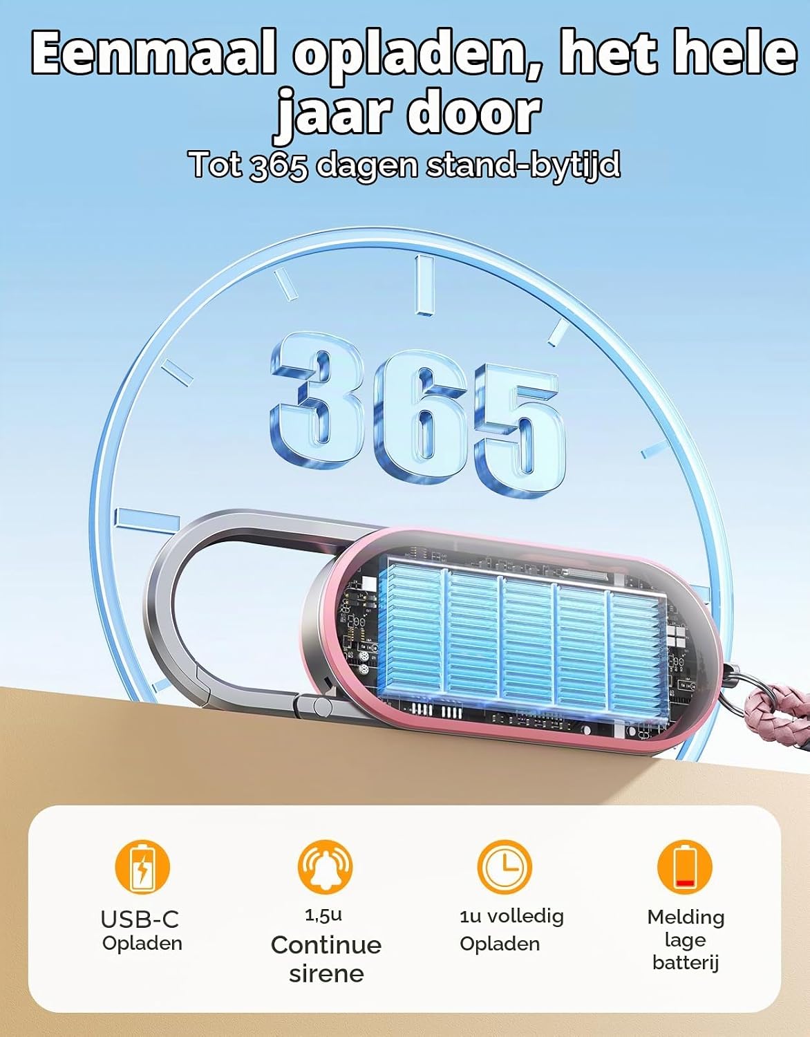 Thumbnail 5 de ISEYOU LLF2411 persoonlijk alarm met sirene van 130 dB en led-stroboscoop