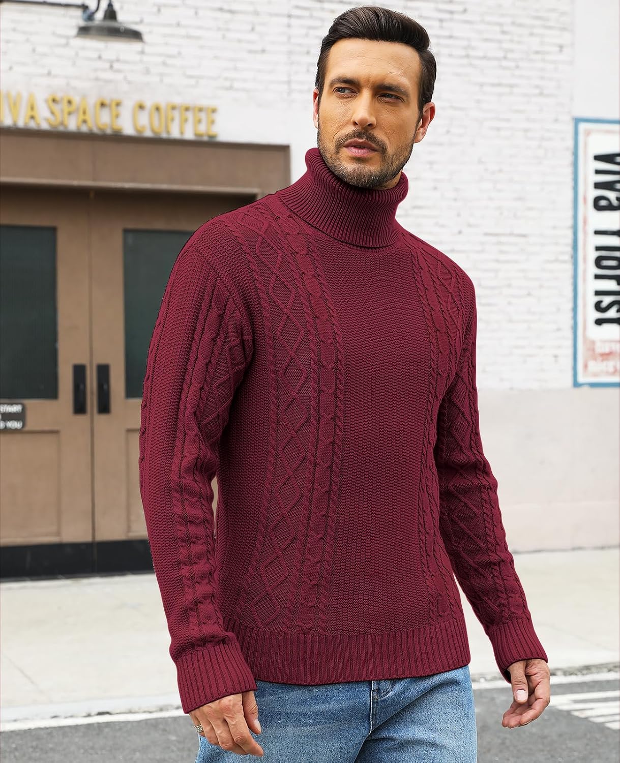 Detalle de Zetieny Herren Rollkragenpullover – Slim Fit Feinstrick mit Rollkragen, Langarm