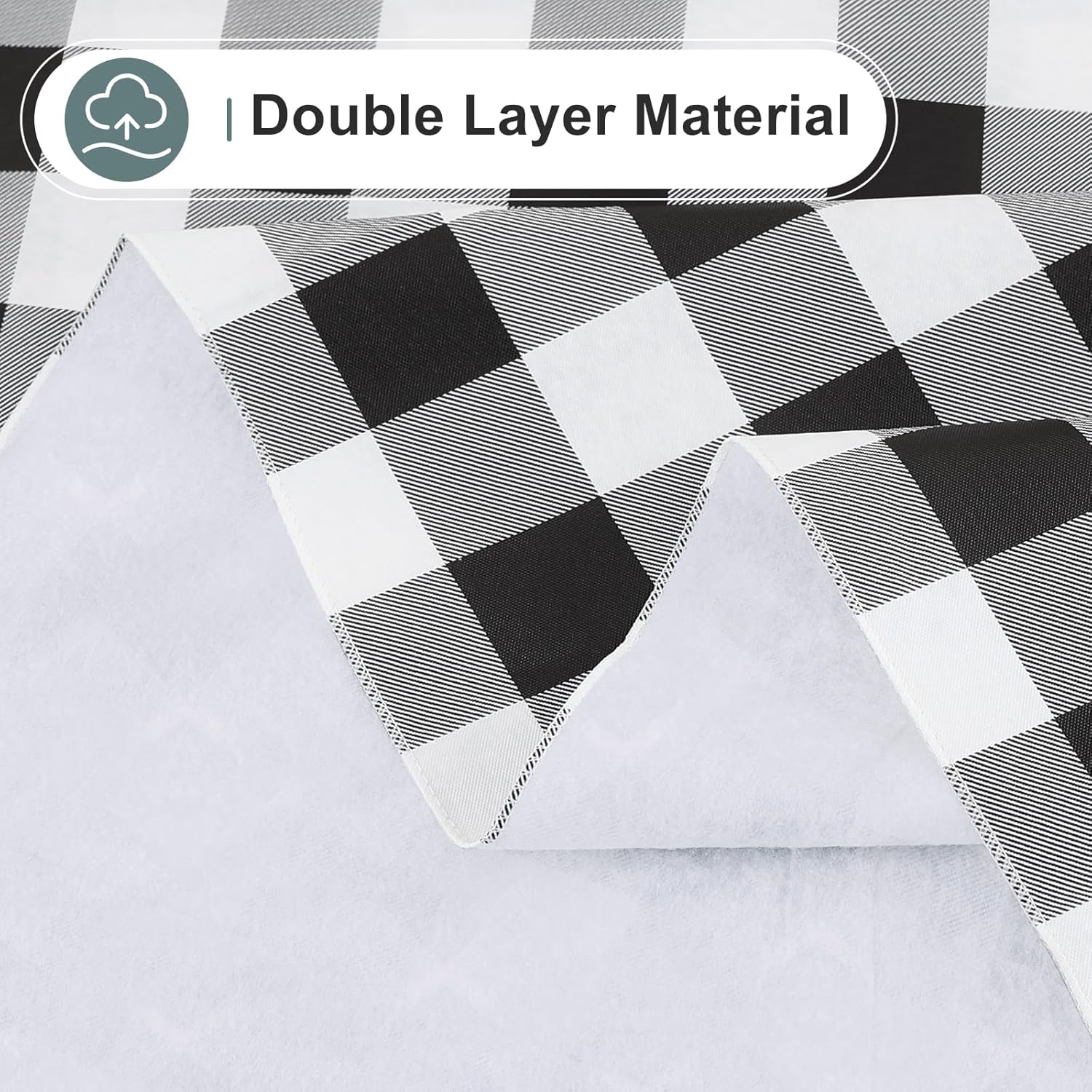 Detalle de misaya Square Waterproof Vinyl Table Cloth with Flannel Back, Black and White (54 x 54 in)