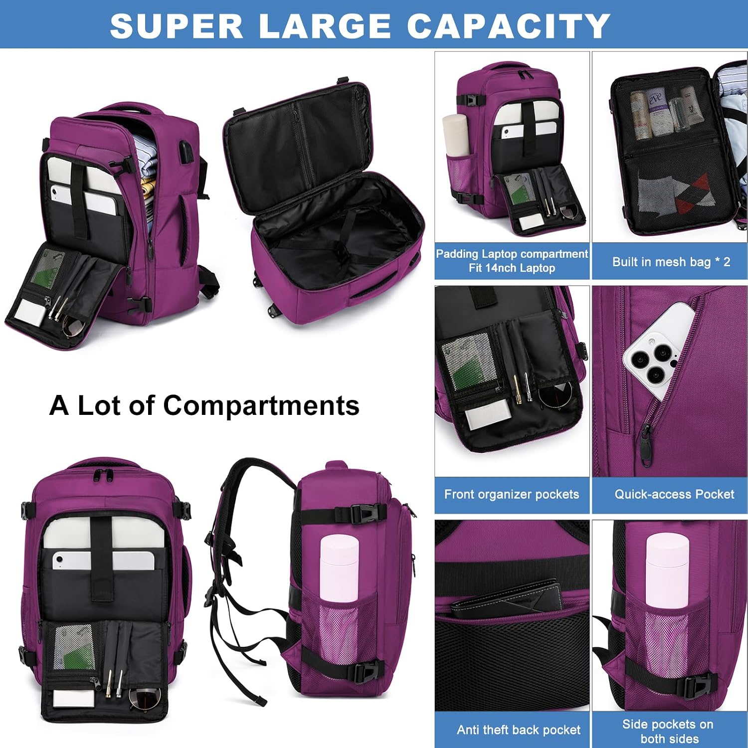 Detalle de Sac à dos cabine 40x20x25 20L pour Ryanair