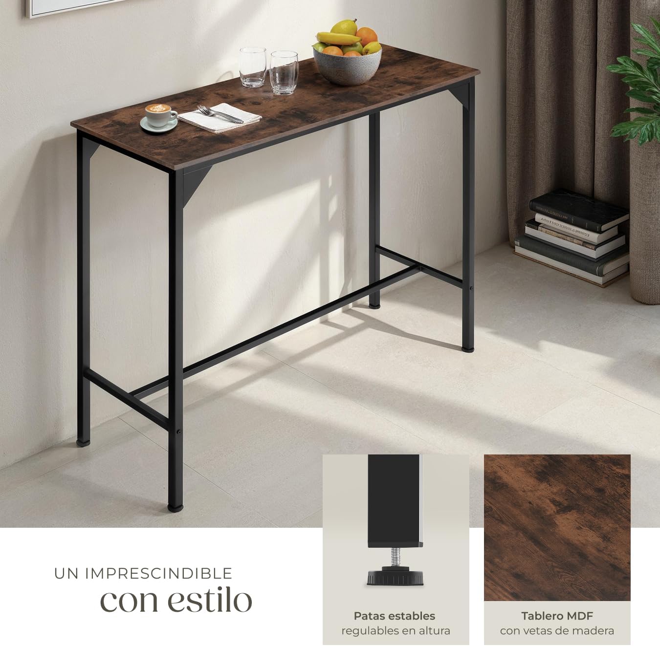 Detalle 2 de tectake® Mesa Comedor Industrial 120x40 cm