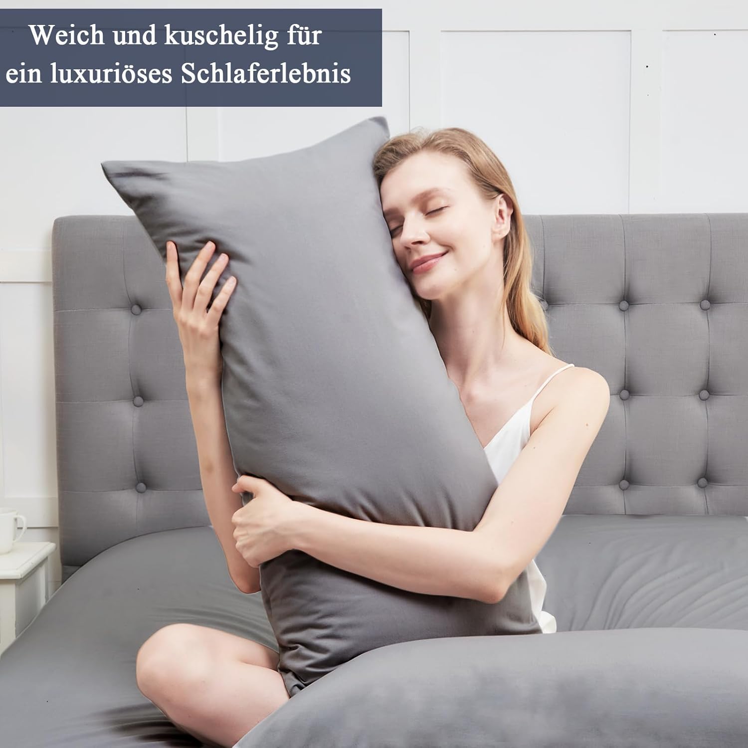 Thumbnail 2 de Vielit Kissenbezug 40 x 80 Grau – Mikrofaser, 2er Set, OEKO-Zertifiziert, hypoallergen