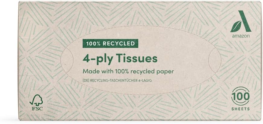 Thumbnail 1 de Amazon Aware 4-lagig Taschentücher aus 100% Recyclingpapier – 1500 Stück (15 Boxen je 100 Tücher)