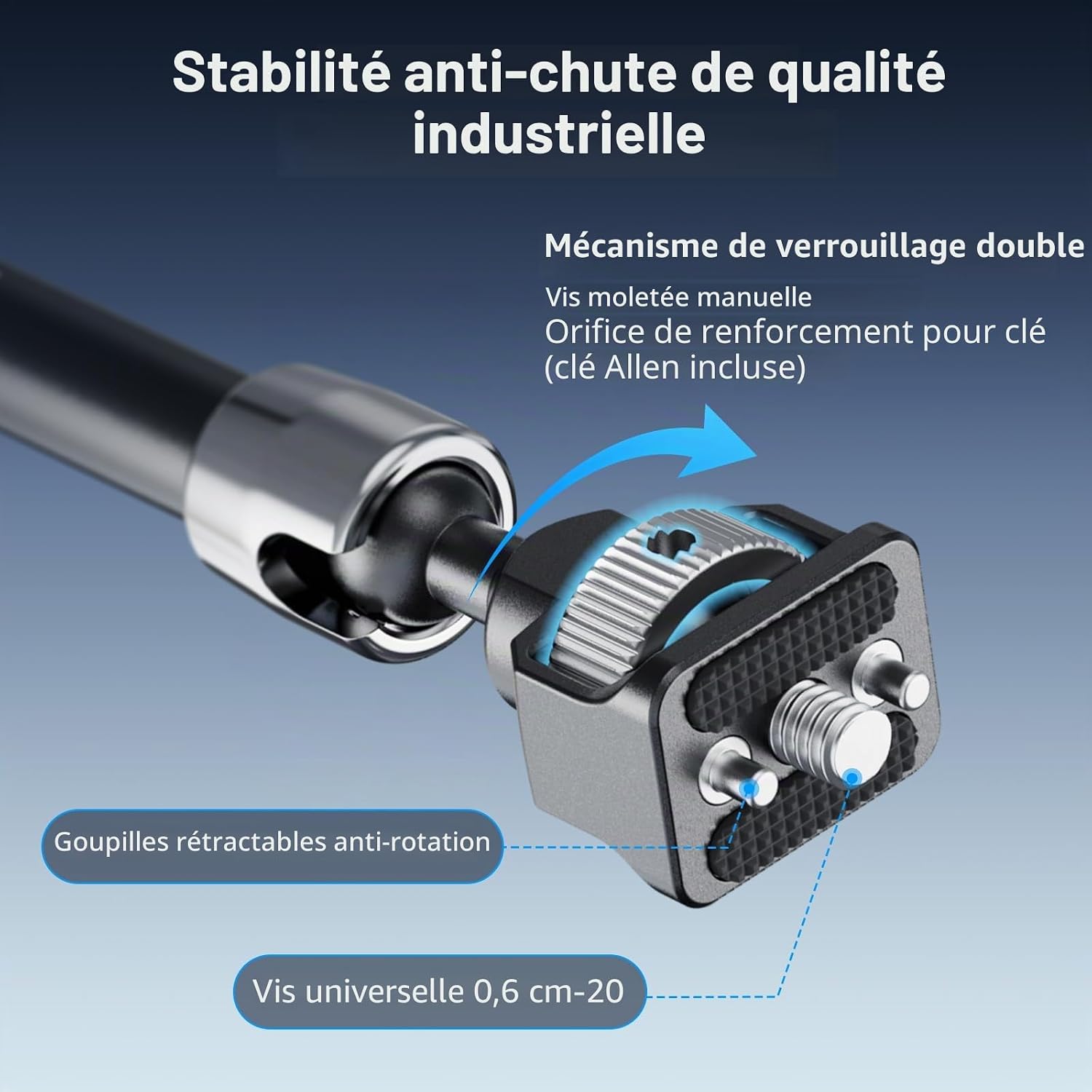 Detalle 2 de SMALLRIG bras magique 11 pouces avec pince en forme de crabe, vis 1/4”-20 (5311)