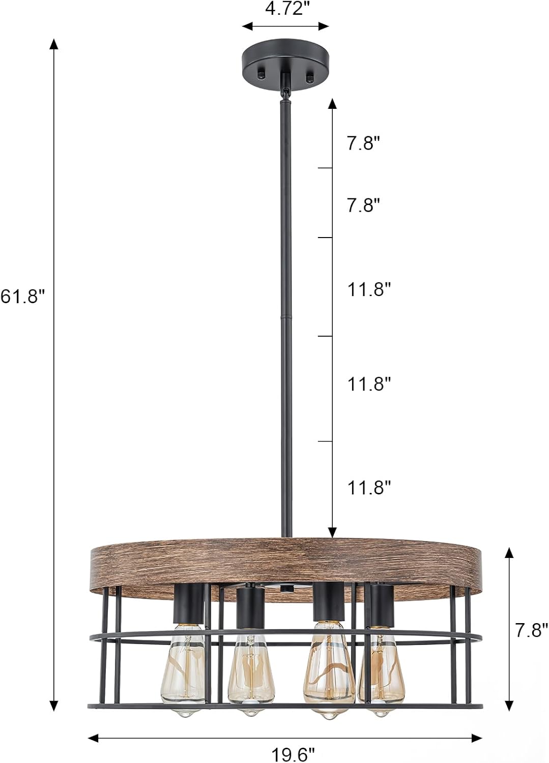 Thumbnail 1 de Farmhouse drum chandelier, 19.7-inch