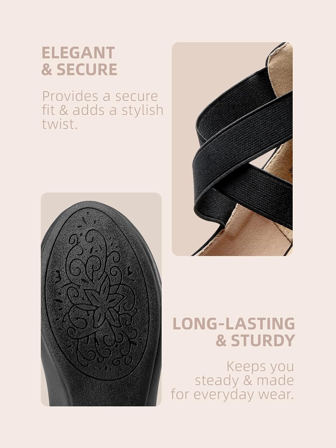 Detalle 1 de DREAM PAIRS Women’s Comfortable Fashion Elastic Ankle Straps Flats