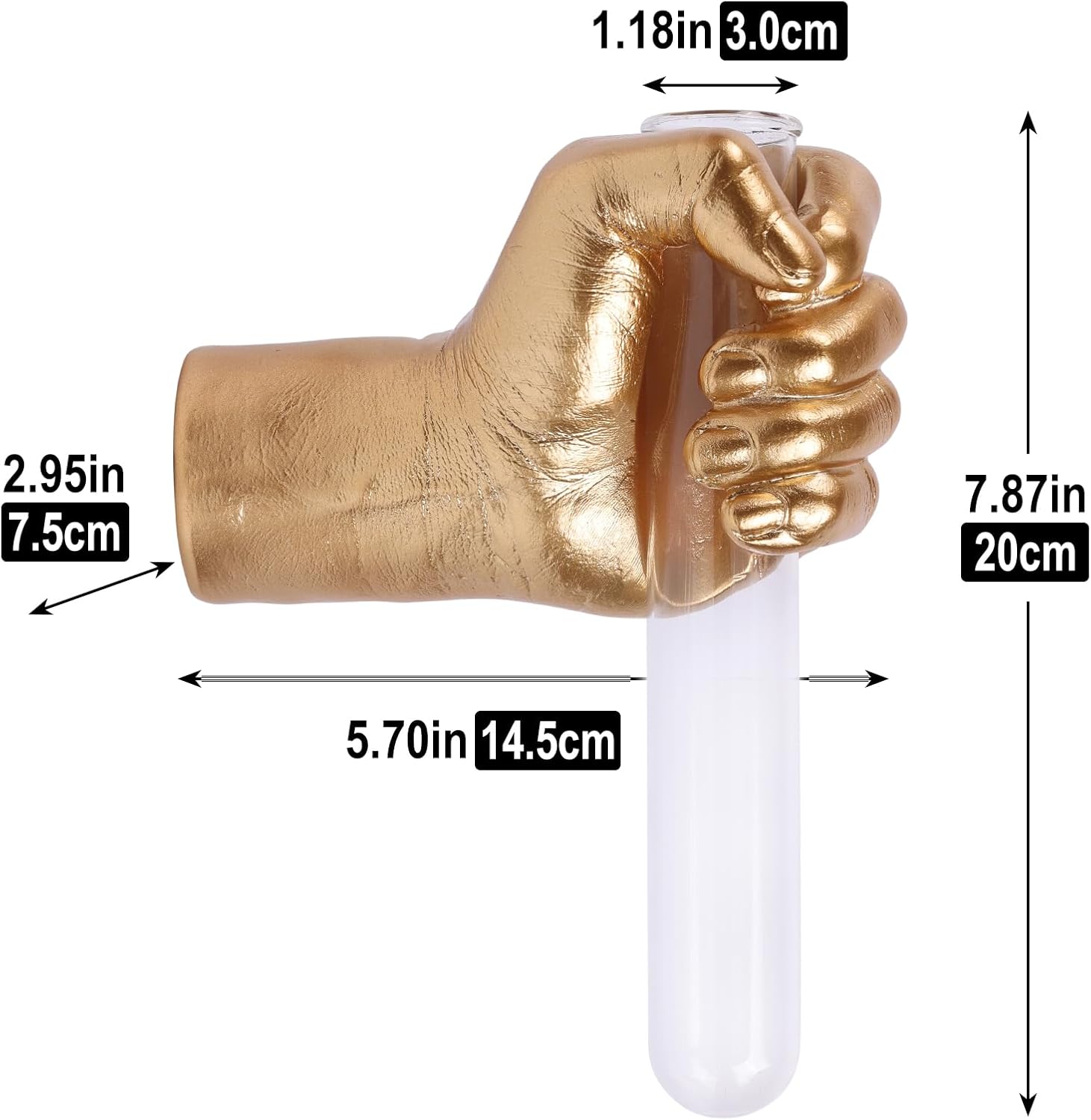 Thumbnail 1 de XYQXYQ gouden wandsculptuur in handvorm met reageerbuisvaas