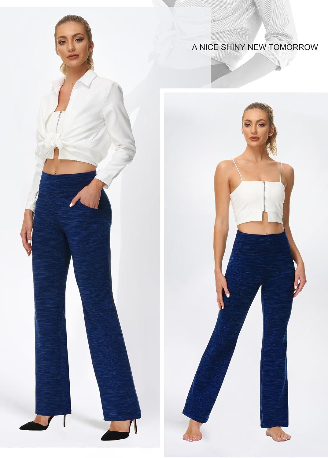 Detalle 2 de IUGA High-Waisted Bootcut Yoga Pants with 4-Way Stretch and 4 Pockets