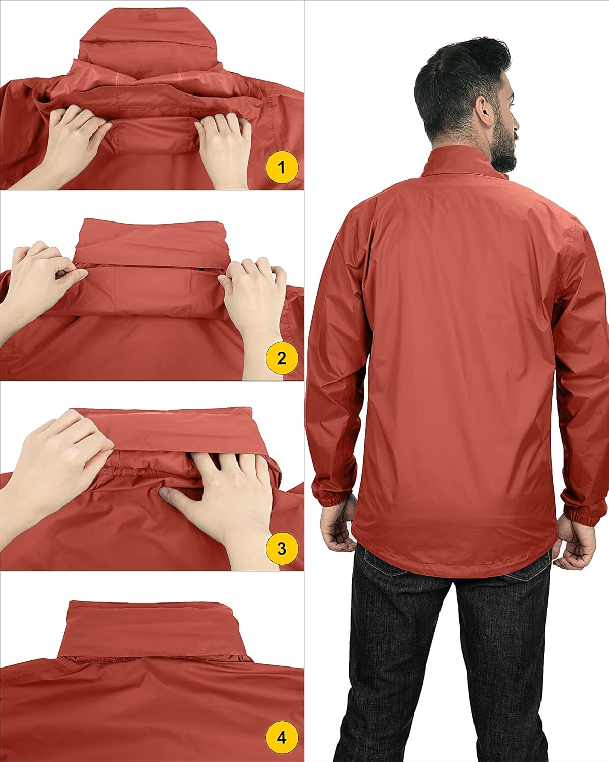 Detalle de 33,000ft Men's Lightweight Waterproof Outdoor Jacket with Packaway Hooded Rain Shell