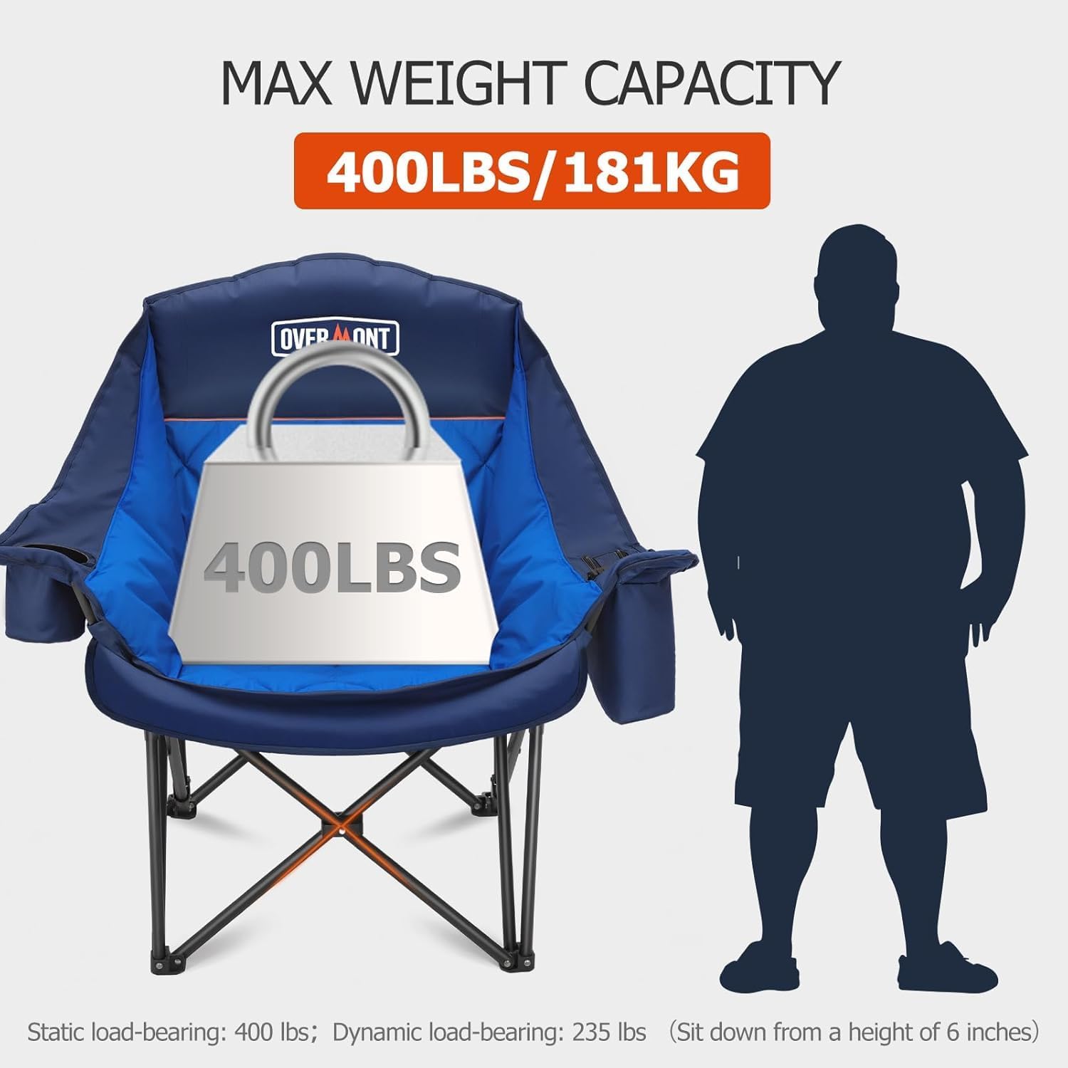 Thumbnail 5 de Overmont Oversized XL Camping Chair for Adults - 2 Pack