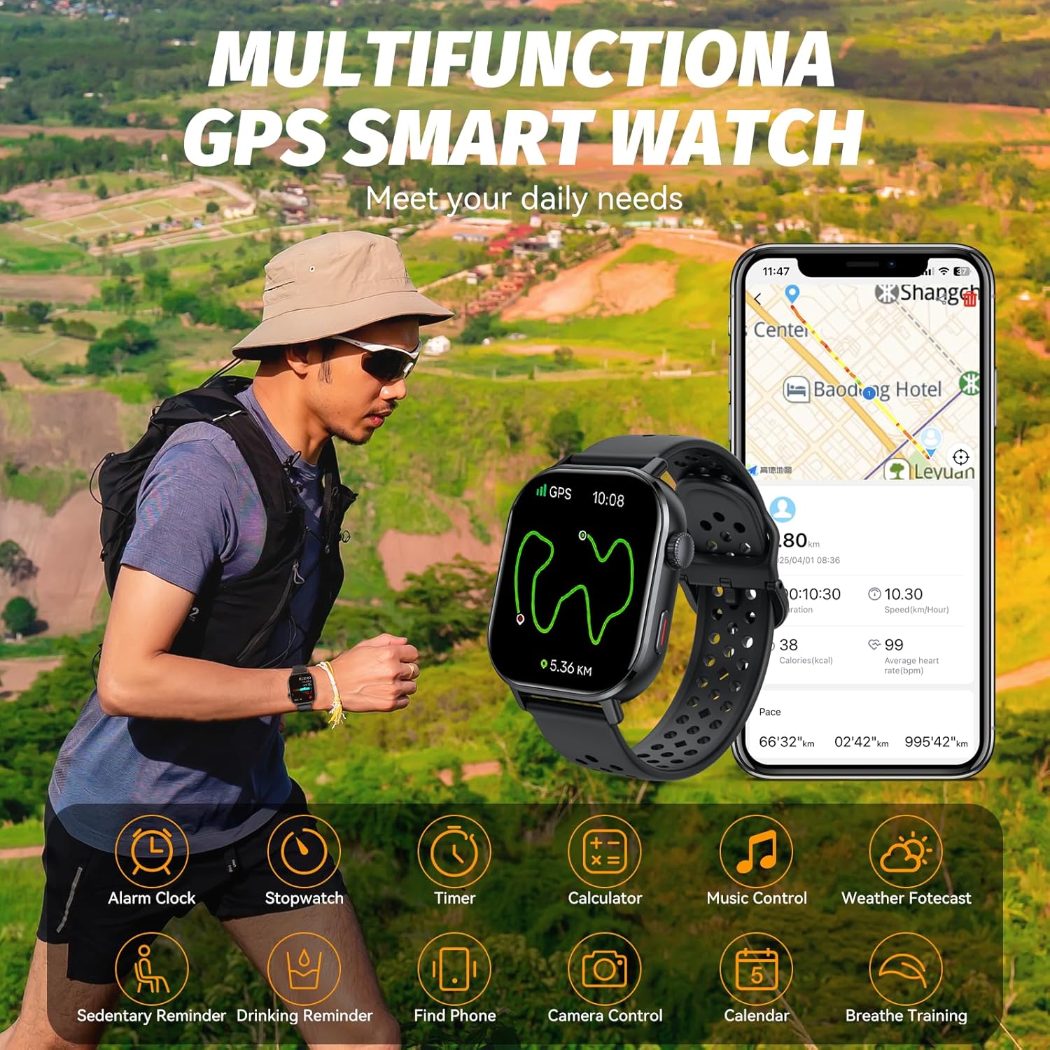 Thumbnail 4 de GPS Smart Watch for Men & Women with Call Function – 2.06” HD Touch, 178+ Sports Modes, 5ATM Waterproof