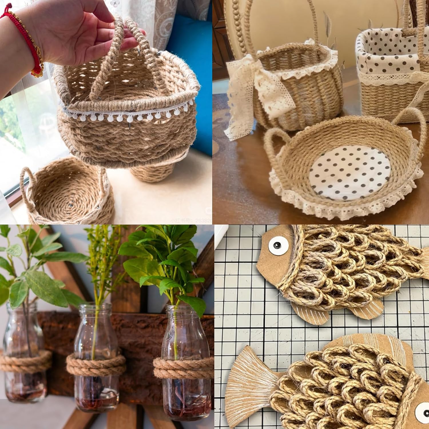 Detalle de DXRPO 60 m Sisalseil (6 mm) aus Natur-Jute für Kratzbaum, Katzen-Kratzseil