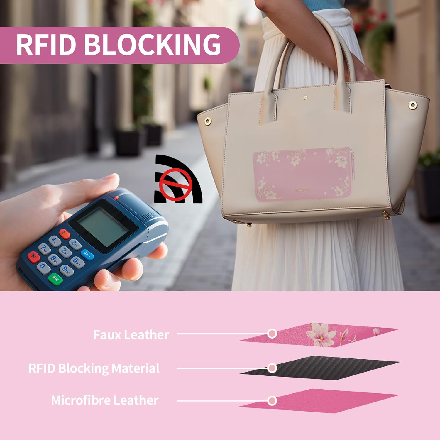 Thumbnail 2 de Pomelo Best Geldbörse Damen groß im Langformat – RFID-Block, viel Stauraum, Reißverschluss