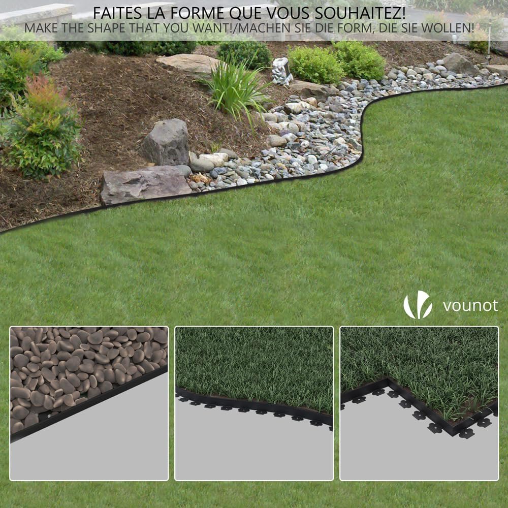 Thumbnail 6 de VOUNOT Lawn Edging 20m with 60 Pegs – Flexible Plastic Border for Grass, Beds and Paths