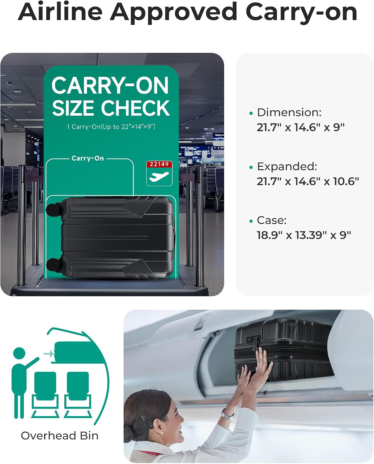 Thumbnail 3 de BAGSMART Expandable Carry-On 20-inch suitcase