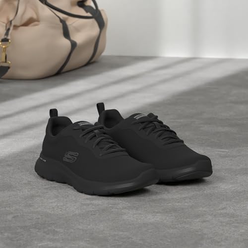 Detalle de Skechers Flex Appeal 4.0 Brilliant View Regular para mujer – Zapatillas en negro con malla y ribete