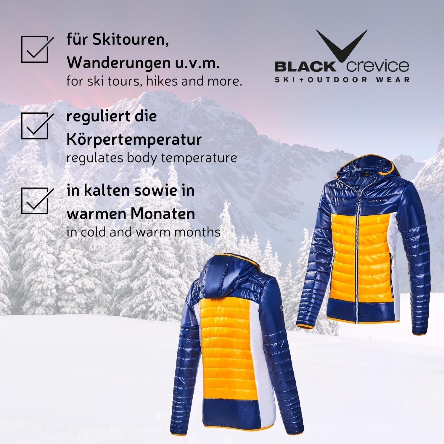 Detalle de Black Crevice: Giacca isolante da donna, leggera, idrorepellente e antivento per outdoor