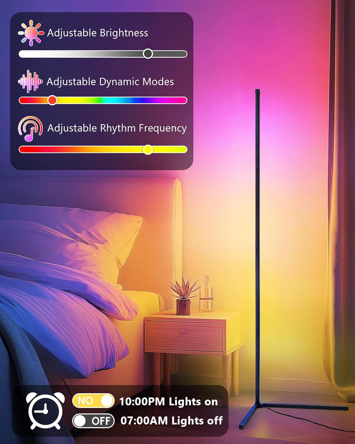Thumbnail 6 de LuminexDesigns 2-Pack LED Corner Floor Lamp – Smart RGBIC, 150cm, Black