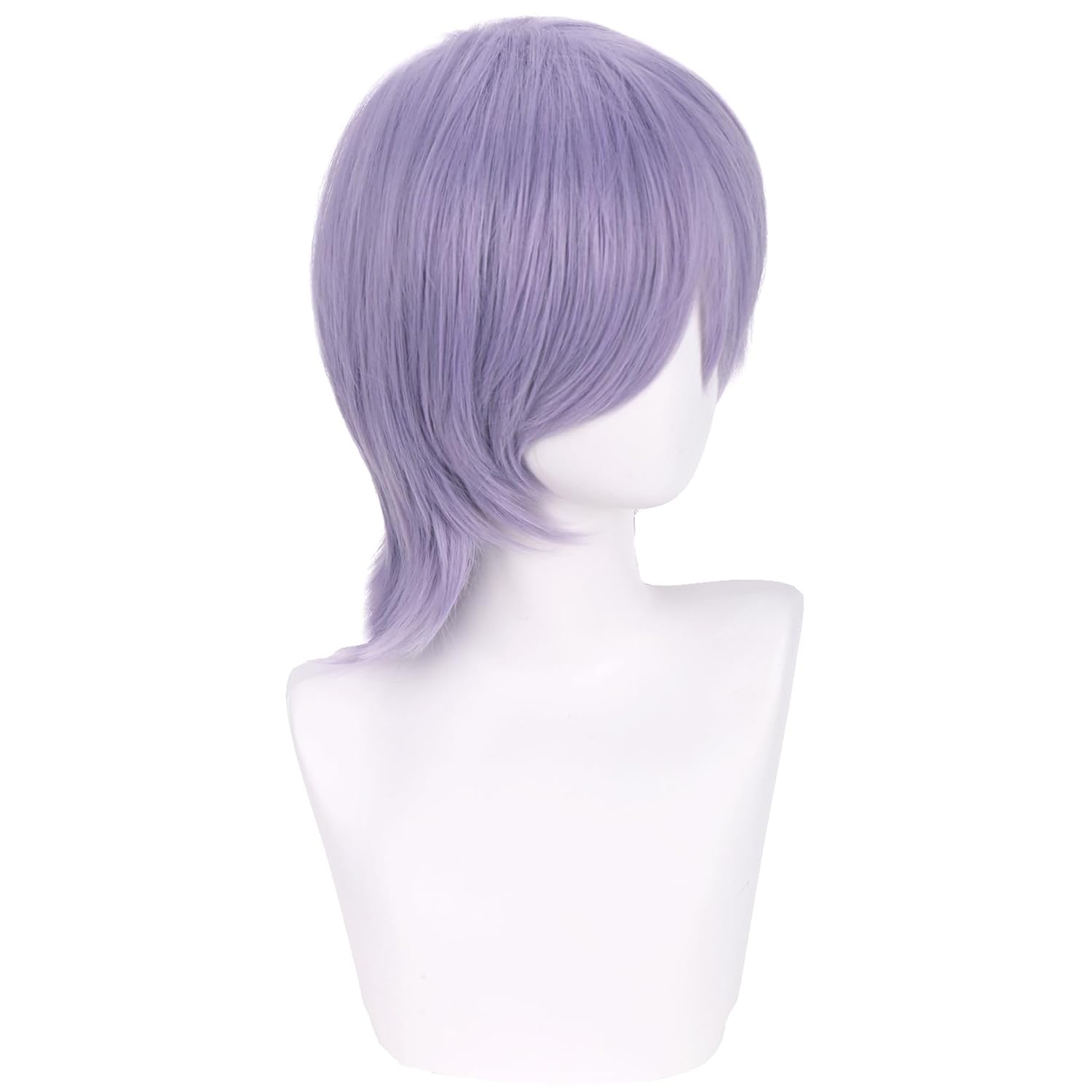 Detalle 2 de WTHCOS Short Purple and Gray Wig, Heat-Resistant Synthetic Fiber