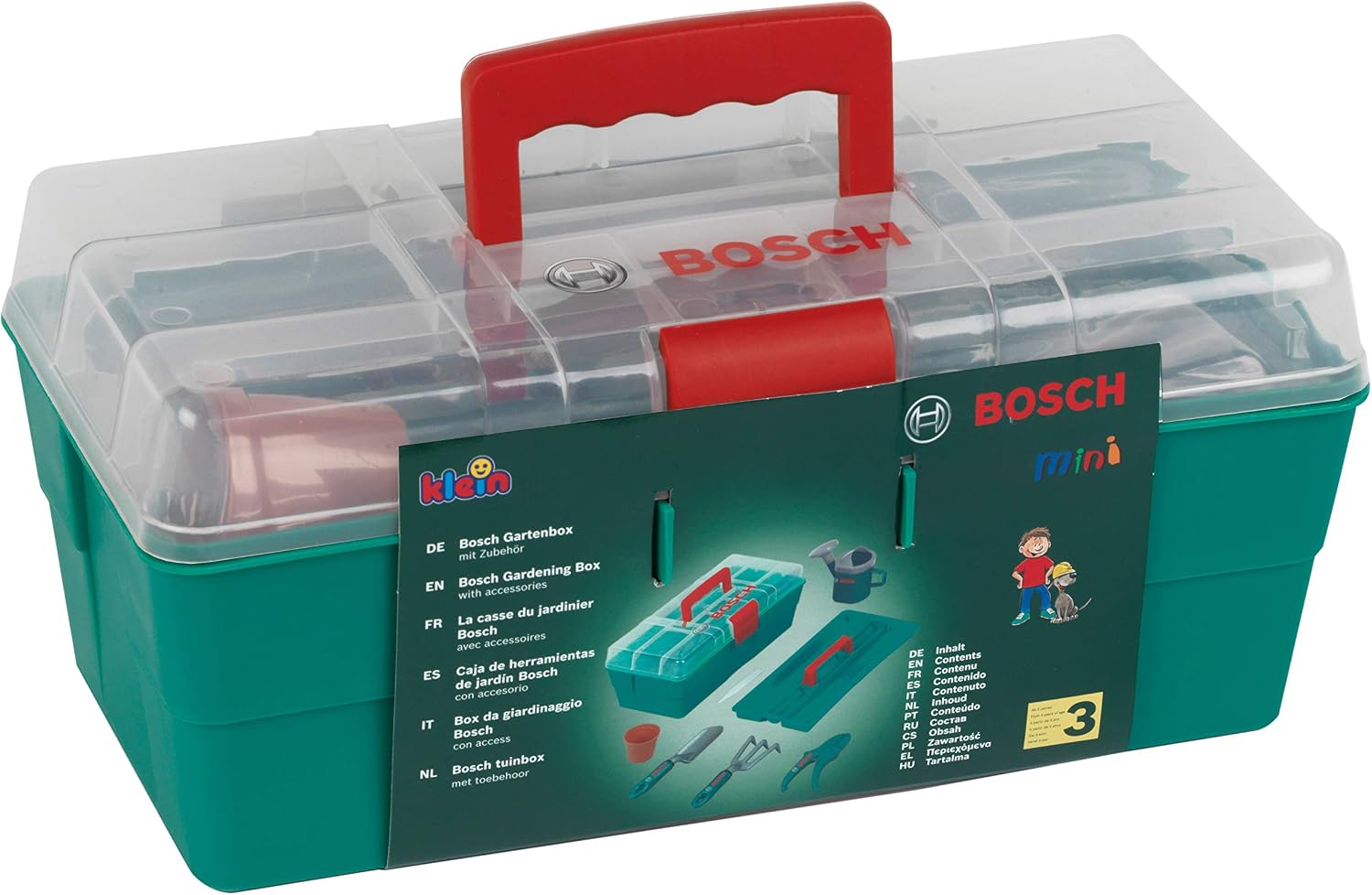 Detalle de Theo Klein 2791 Bosch Gartenprofibox – Kinder-Gartenset in robuster Box ab 3 Jahren
