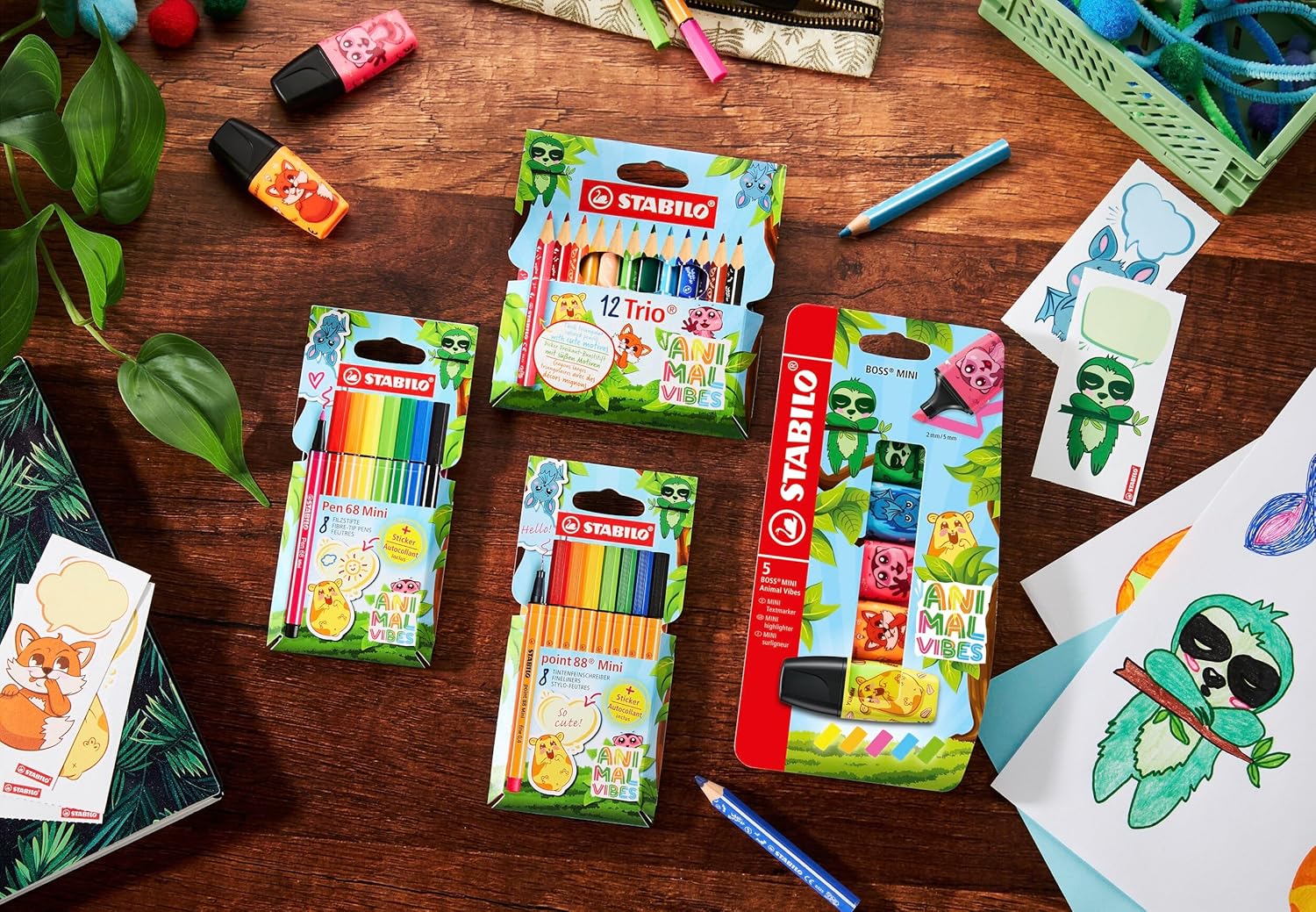 Detalle 2 de STABILO Premium-Filzstift Pen 68 Mini Animal Vibes 8er Pack – 8 Farben