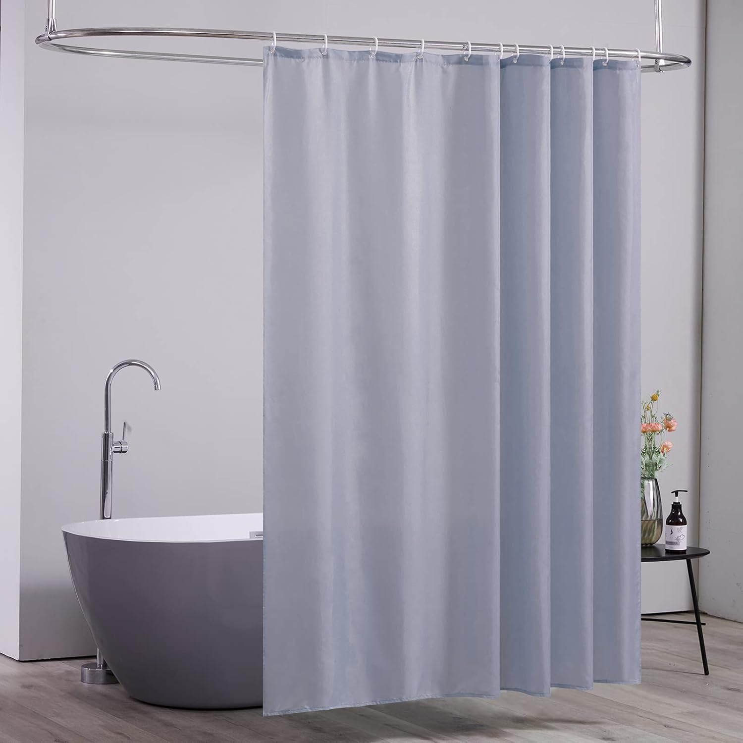Detalle de Furlinic Tenda Doccia Antimuffa in Poliestere 200x200 cm – Blu, 12 ganci, impermeabile e lavabile