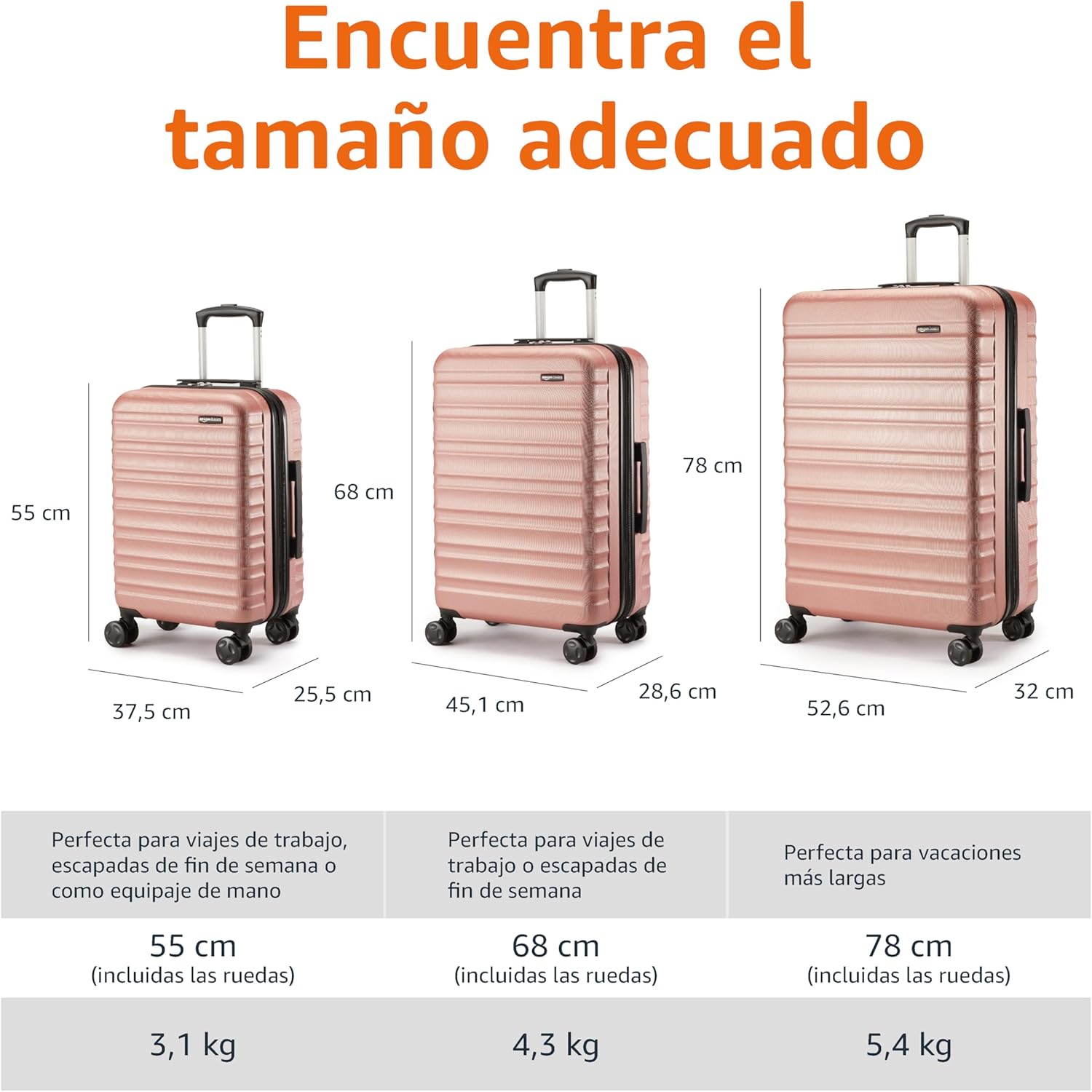 Thumbnail 3 de Amazon Basics Maleta de Mano Rosada con Ruedas Giratorias ✈