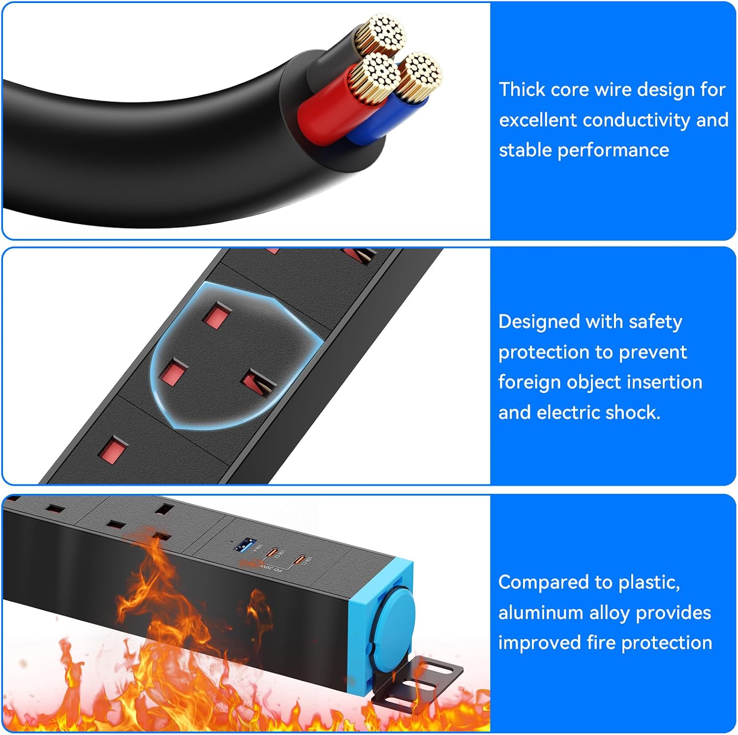 Detalle 2 de Sewingvr 7-Way Extension Lead with Surge Protection & USB (Wall Mountable)