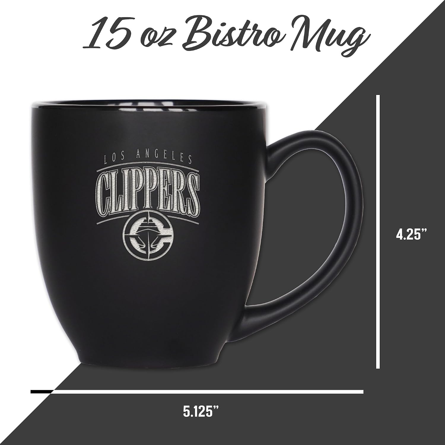 Detalle 2 de Rico Industries NBA Basketball 15oz Matte Black Ceramic Bistro Mug (Hot or Cold) – Dishwasher & Microwave Safe