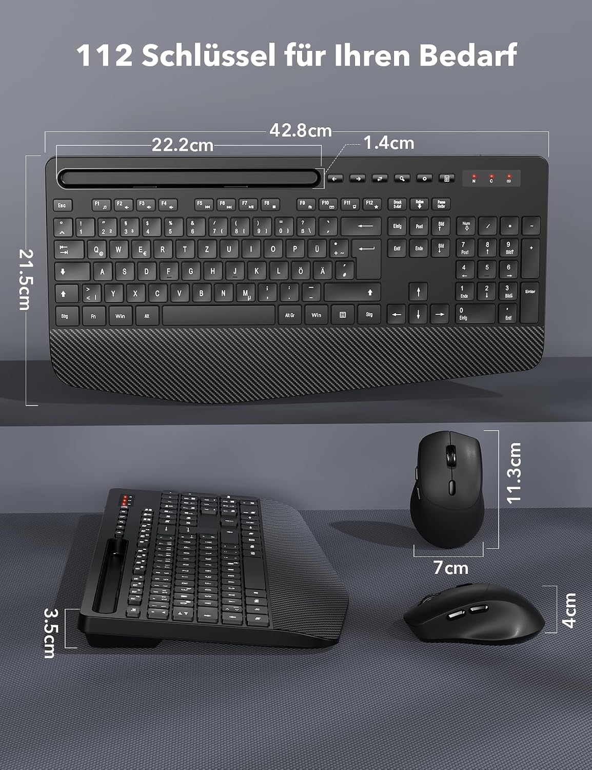 Thumbnail 6 de Kabellos Tastatur Maus Set 2,4 GHz Ergonomisch