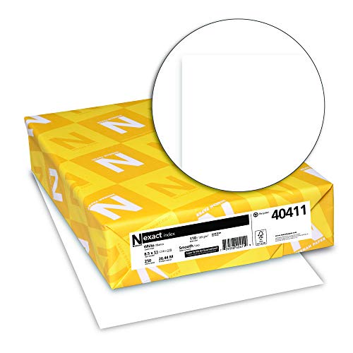 Neenah Exact Index Card Stock, 94 Bright, 110 lb, 8.5 x 11, White, 250/Pack